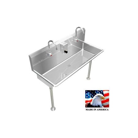 Best Sheet Metal. BSM Inc. Stainless Steel Sink, 2 Station w/Electronic Faucets Straight Legs 42" L X 20" W X 8" D 021E42208L